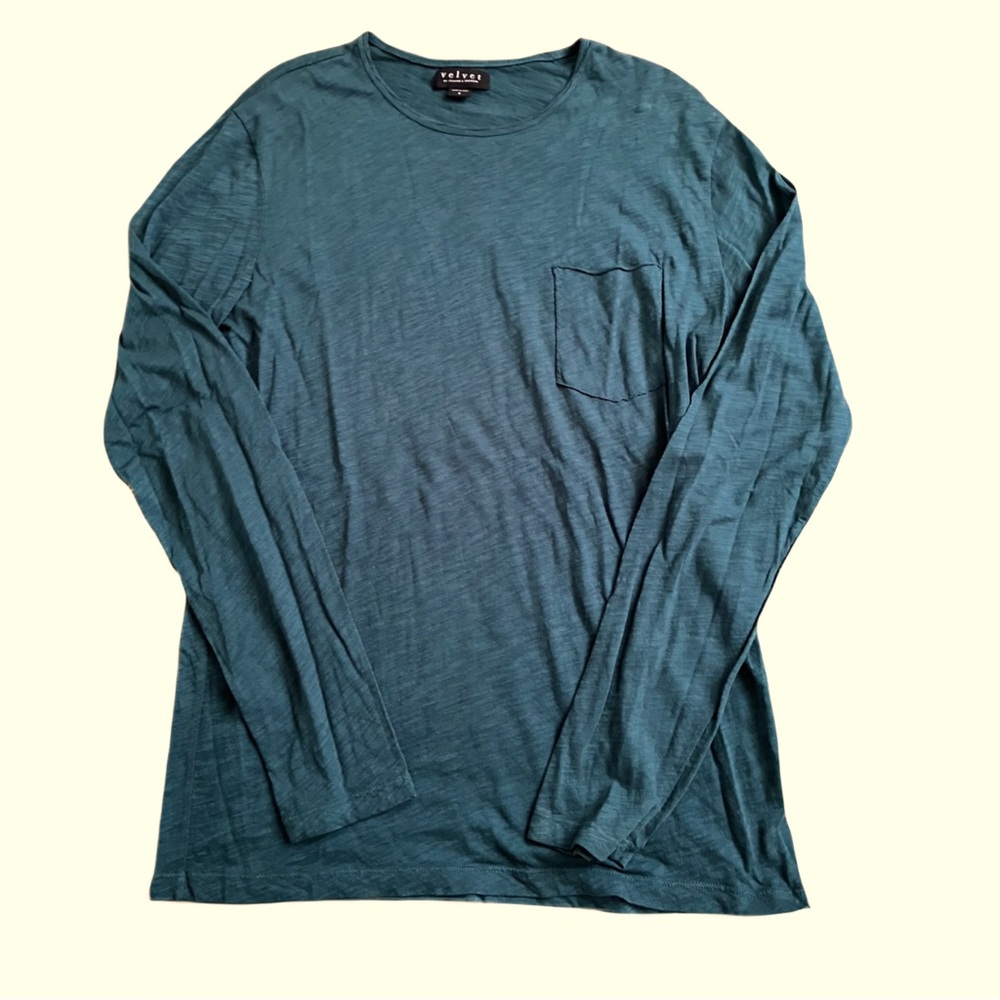 Graham & Spencer Long Sleeve Pocket Tee, Sz. S, Emerald Green